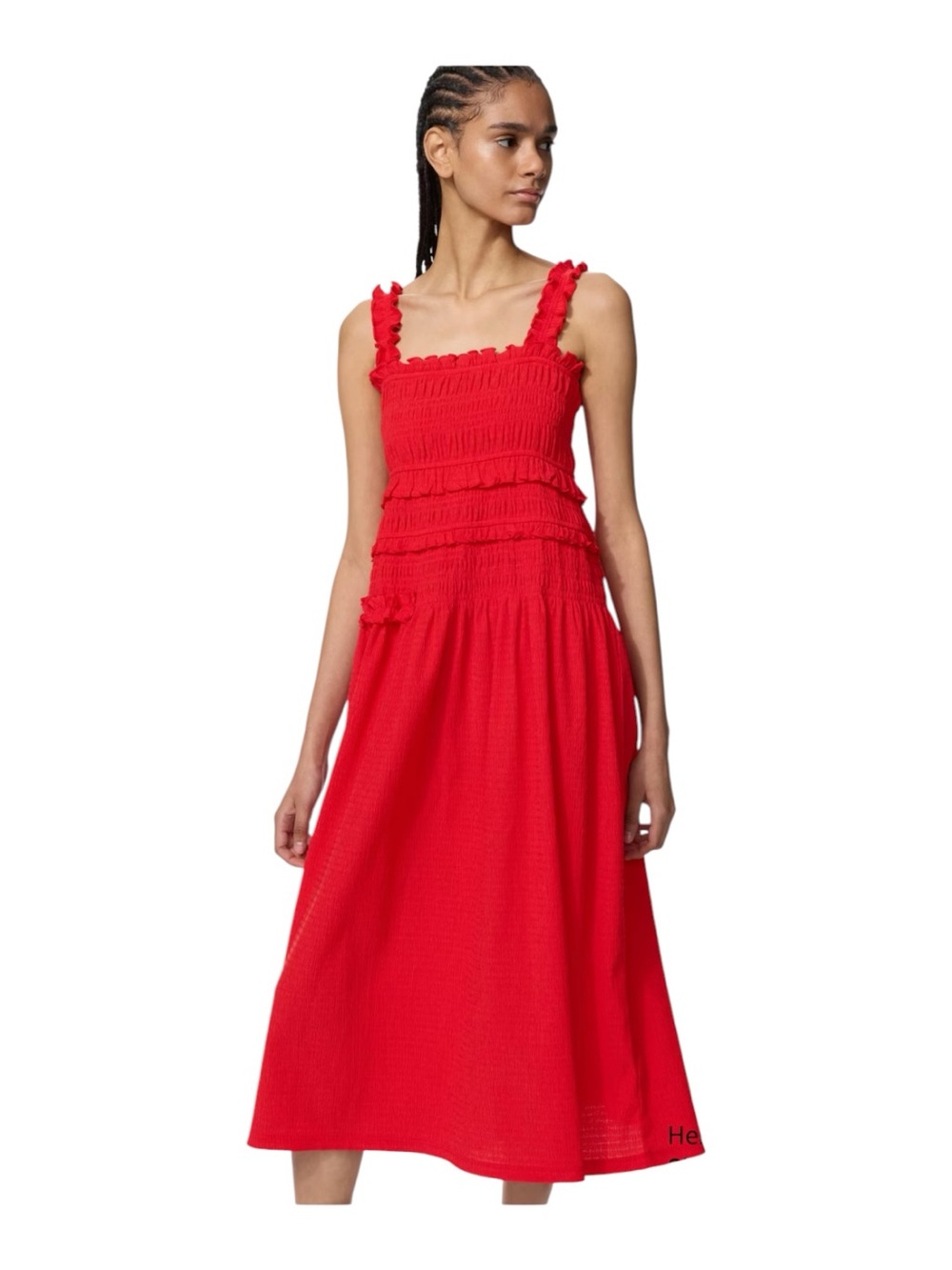 NWT Cecilie Bahnsen x Uniqlo Shirring Dress in Red XS